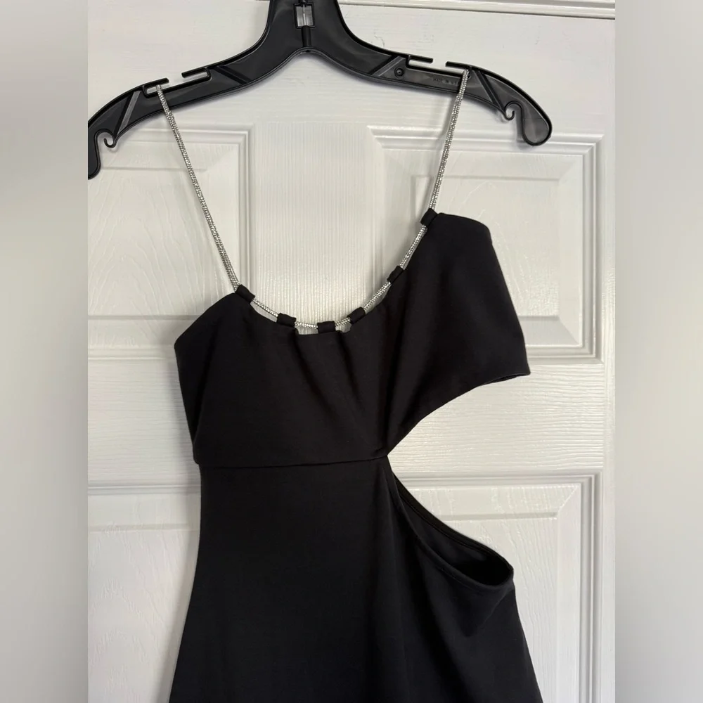 Lovers + Friends Charlotte Rhinestone Strap Cutout Midi Sexy Slit Dress REVOLVE - Picture 9 of 16